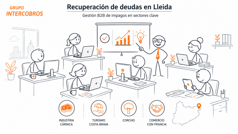 Recuperación de deudas en Lleida: equipo de Grupo Intercobros especializado en fruta dulce, porcino, agroindustria y exportación