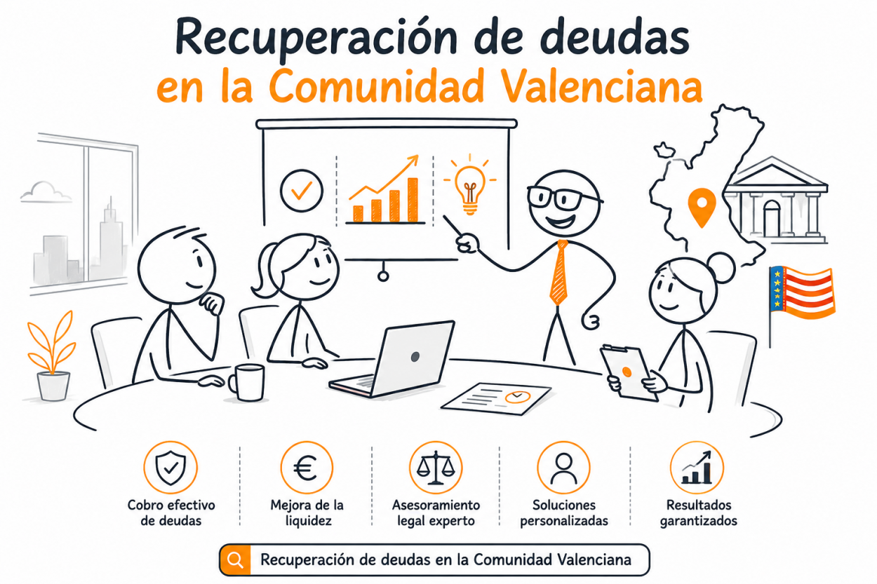Texto alternativo (alt) para la imagen destacada del hub: Recuperación de deudas en la Comunidad Valenciana para empresas exportadoras con impagos B2B