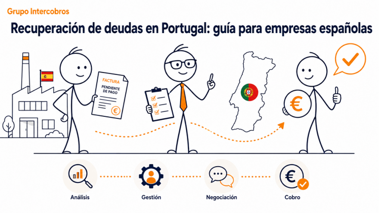 Recuperación de deudas en Portugal corporativa de Grupo Intercobros sobre la recuperación de deudas en Portugal para empresas españolas, con factura pendiente de pago, gestión profesional, negociación y cobro recuperado.